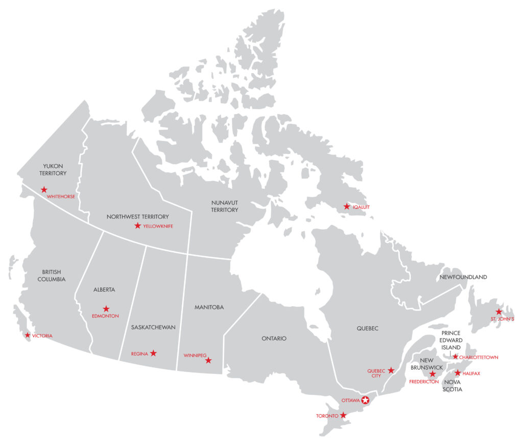 خريطة كندا مع المقاطعات