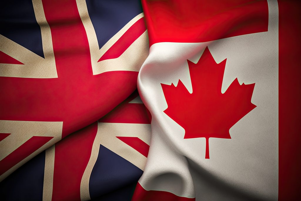 علم الكندي والبريطاني