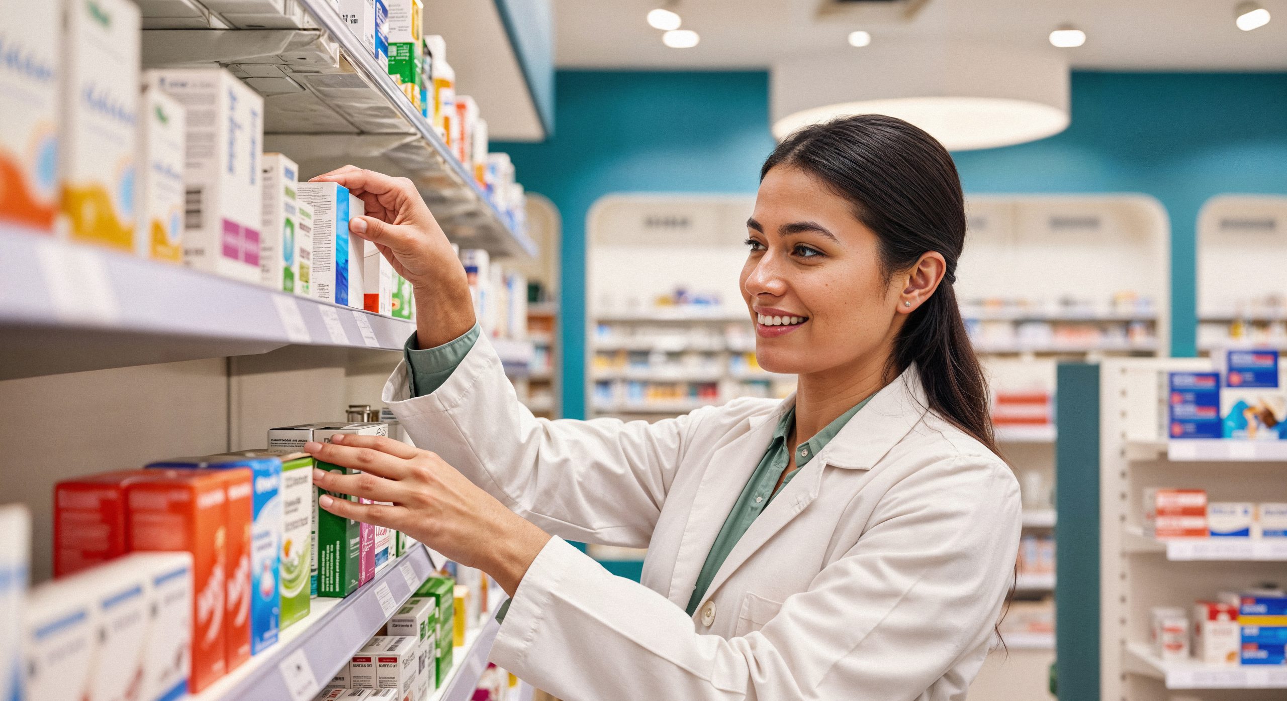 Pharmacist arranging medications